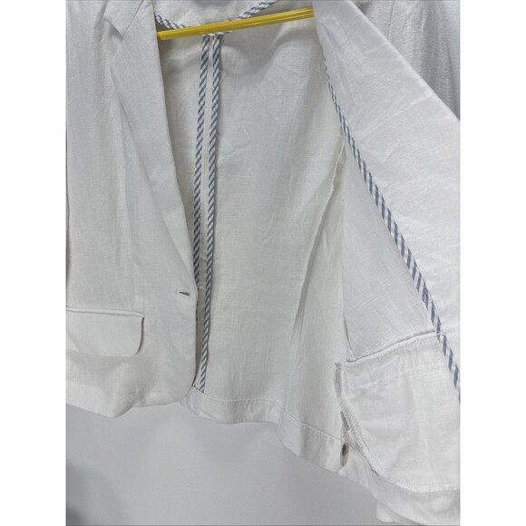 Olivia Moon Women’s 100% Linen White 1-Button Blazer Pockets Sz M - Picture 12 of 15